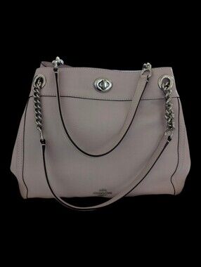 Coach Edie Soft Pink Pebbled Leather Shoulder Bag with Chain Straps